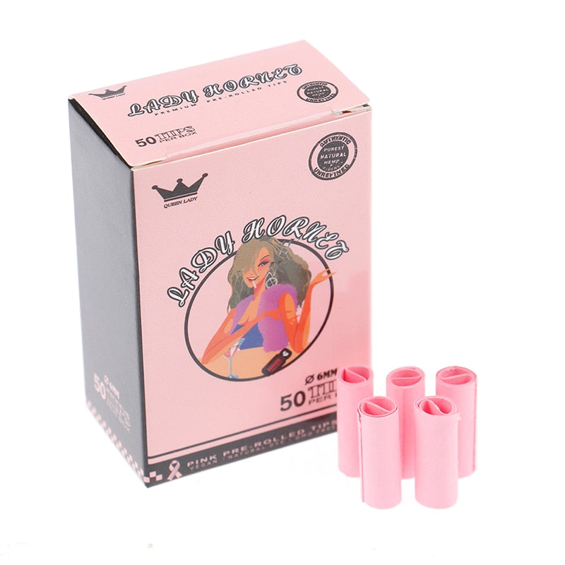 50Pcs Set Boxed Cute Lady Hornet Disposable Filter Rolling Pink Paper Tobacco Smoking Accessories for Lady