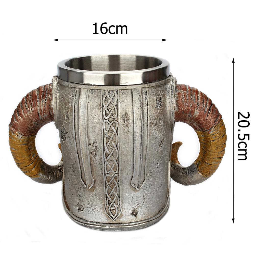 Stainless Steel Skull Mug Viking Drinking Cup Skeleton Resin Beer Stein Tankard Coffee Mug Tea Cup Halloween Bar Drinkware Gift